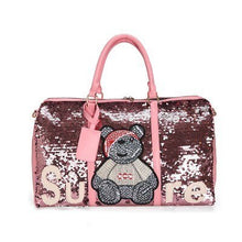 Load image into Gallery viewer, Glitter Pink Woman Sports Bags For Fitness Outdoor Luggage Travel Bag Organizer Sequin Gym Bags Women Training Yoga Duffle Bag