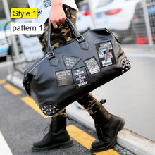 Load image into Gallery viewer, PU Soft Leather Fitness Gym Bags For Men Rivet Design Training Shoulder Sport Bag Handbag Traveling Bag With Pattern  XA626WD
