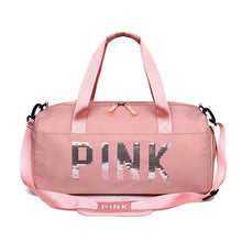 Load image into Gallery viewer, Fashion Sequins PINK Gym Bag Handbag Women Shoe Compartment Waterproof Sport Bags for Fitness Training Yoga Bolsa Sac De Sport
