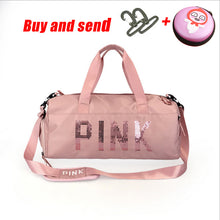 Load image into Gallery viewer, The latest design sequins PINK letter fitness bag dry and wet separation sports bag shoulder Messenger bag couple handbag travel
